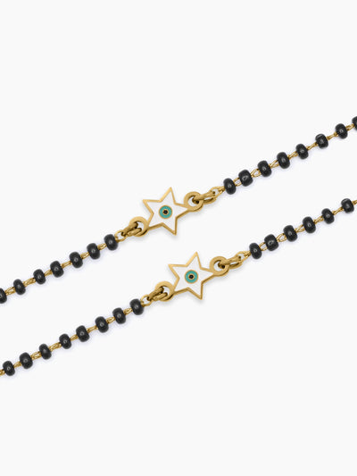 Wish Star Evil Eye Charm 18K Gold Plated Kid's Nazariya Bracelet