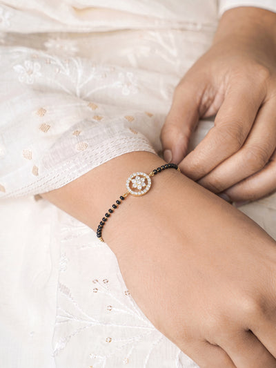 Yashira Diamond Floral 18K Gold Plated Women's Mangalsutra Bracelets