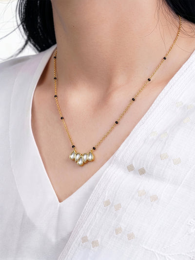 Yunira Diamond Soltaire Pear 18K Gold Plated Cluster Mangalsutra