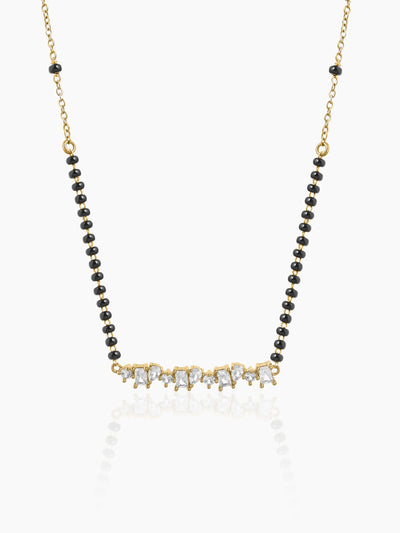 Yuvika Diamond Cluster Bar 18K Gold Plated Mangalsutra