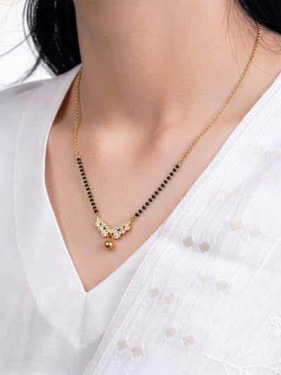 Zenobia Bar Pendant 18K Gold Plated Women's Mangalsutra Necklace