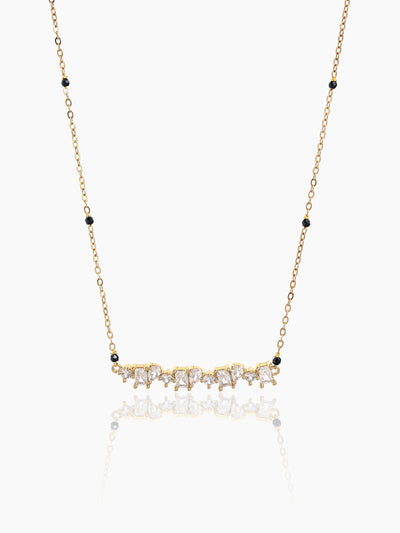 Zivelle Sparkling Diamonds Solitaire Cluster Bar 18K Gold Plated Mangalsutra