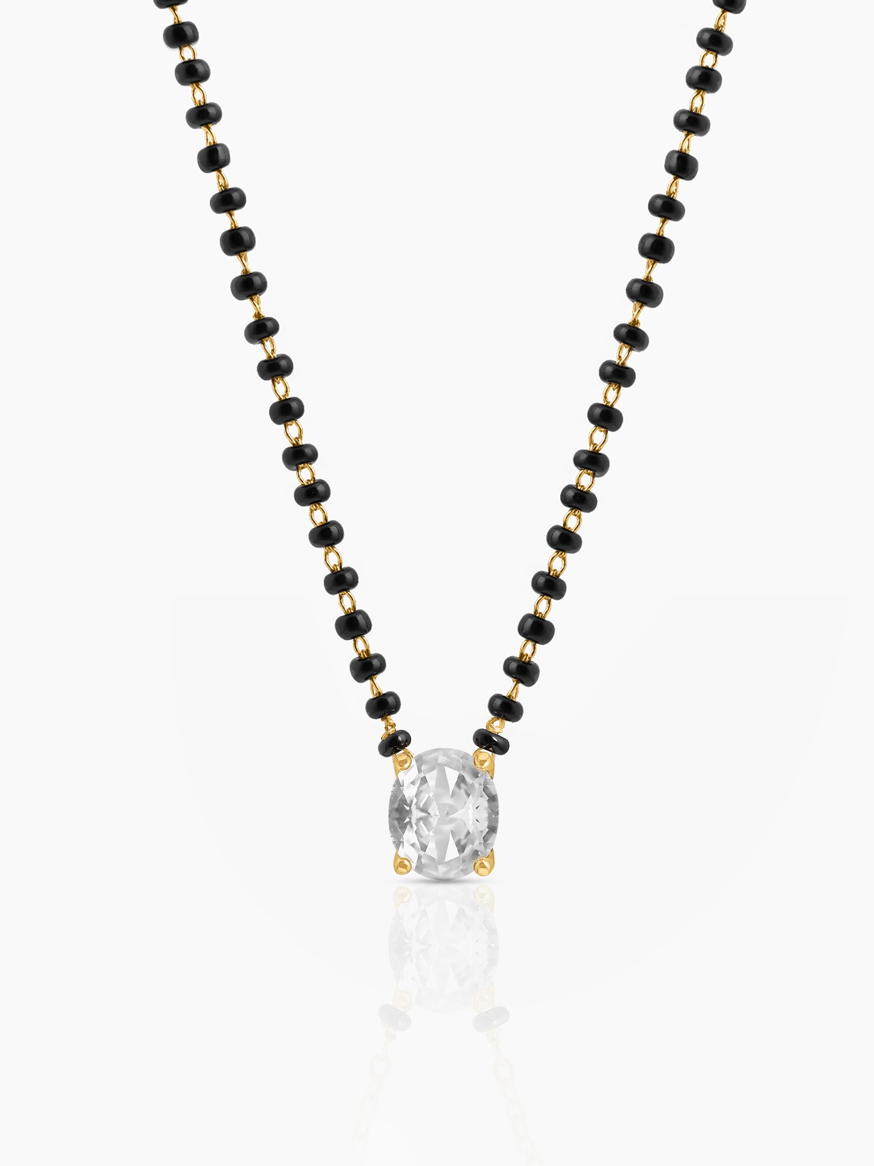 Ishani Oval Diamond Solitaire 18K Gold Plated Mangalsutra